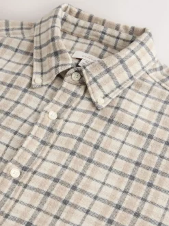 écru - Chemise à carreaux Signature à manches longues