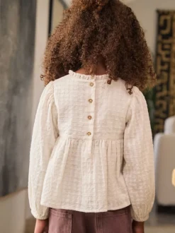 écru - Chemisier à volants à manches longues (3-16ans)