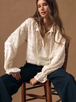 écru - Chemisier Tufty en jacquard à manches longues