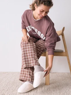 écru - Faux Fur Mule Slippers