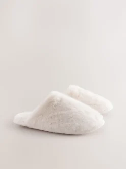 écru - Faux Fur Mule Slippers