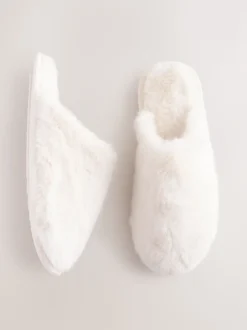 écru - Faux Fur Mule Slippers