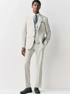 écru - Gilet de costume en lin Blend texturé