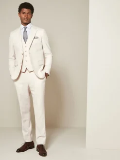 écru - Gilet de costume texturé