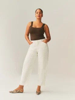 écru - Jeans sablier à jambe large en denim