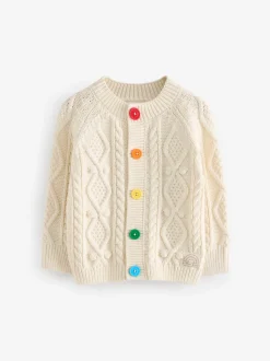 écru - Little Bird by Jools Oliver Cardigan en Coton Torsade