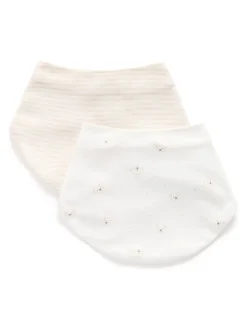 Écru - Lot de 2 bavoirs Purebaby Essential Dribble