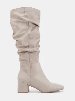 Écru - Novo Bottes au genou froncées à talon carré geri