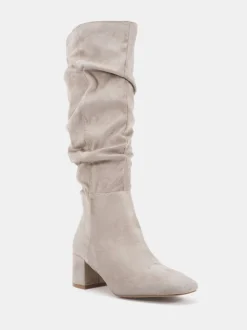 Écru - Novo Bottes au genou froncées à talon carré geri