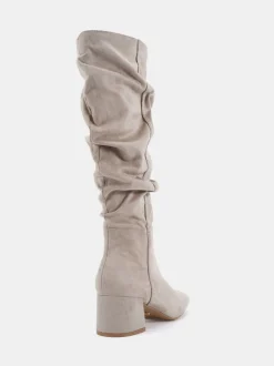 Écru - Novo Bottes au genou froncées à talon carré geri