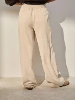 écru - Pantalons Amples en velours côtelé doux