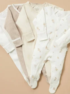 Écru - Paquet de combinaisons de nuit zippées Purebaby 4