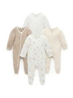 Écru - Paquet de combinaisons de nuit zippées Purebaby 4