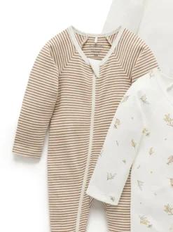 Écru - Paquet de combinaisons de nuit zippées Purebaby 4