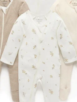 Écru - Paquet de combinaisons de nuit zippées Purebaby 4