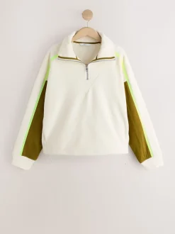 écru - Polaire à demi-zippée avec panneaux color block