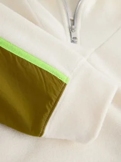 écru - Polaire à demi-zippée avec panneaux color block
