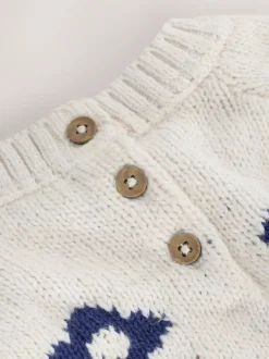 écru - Pull en maille à fleurs (3mois-7ans)