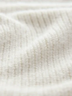 écru - Pull en maille épaisse à col droit avec laine