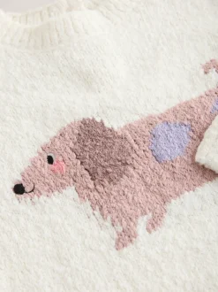 écru - Pull saucisse chien (3mois-7ans)