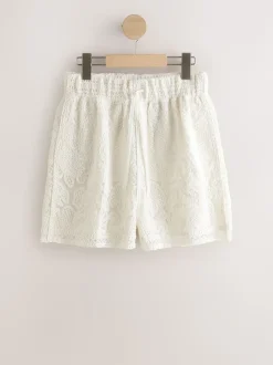 écru - Shorts ceinturés au crochet