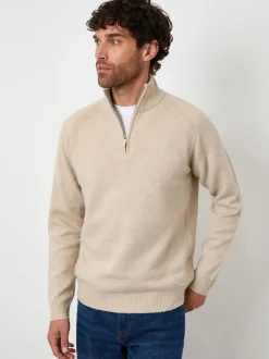 Écru - Threadbare Pull en maille côtelée à manches raglan