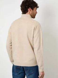 Écru - Threadbare Pull en maille côtelée à manches raglan