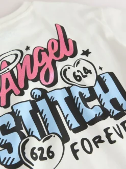 écru - T-shirt graphique oversize Lilo & Stitch (3-16ans)