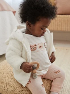 écru - Veste à capuche bébé en polaire (0mois2ans)