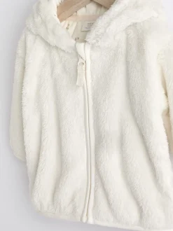 écru - Veste à capuche bébé en polaire (0mois2ans)