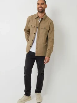 Écru - Veste-chemise boutonnée en sergé Threadbare