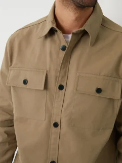 Écru - Veste-chemise boutonnée en sergé Threadbare