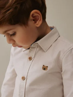 Écru avec personnage - Chemise Oxford à manches longues (3mths-7yrs)
