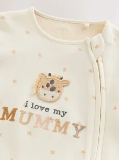 Écru J'aime ma maman - Dors-bien bébé zippé bidirectionnel (0-18mois)