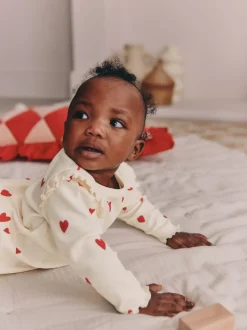 Écru motif cœur - Ensemble 2 pièces haut et Leggings bébé (0mois-2ans)