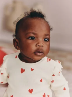 Écru motif cœur - Ensemble 2 pièces haut et Leggings bébé (0mois-2ans)