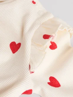 Écru motif cœur - Ensemble 2 pièces haut et Leggings bébé (0mois-2ans)