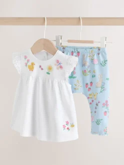Écru motif fée - Ensemble 2 Pieces à Manches courtes avec BÉBÉ et Leggings (0mois-2ans)