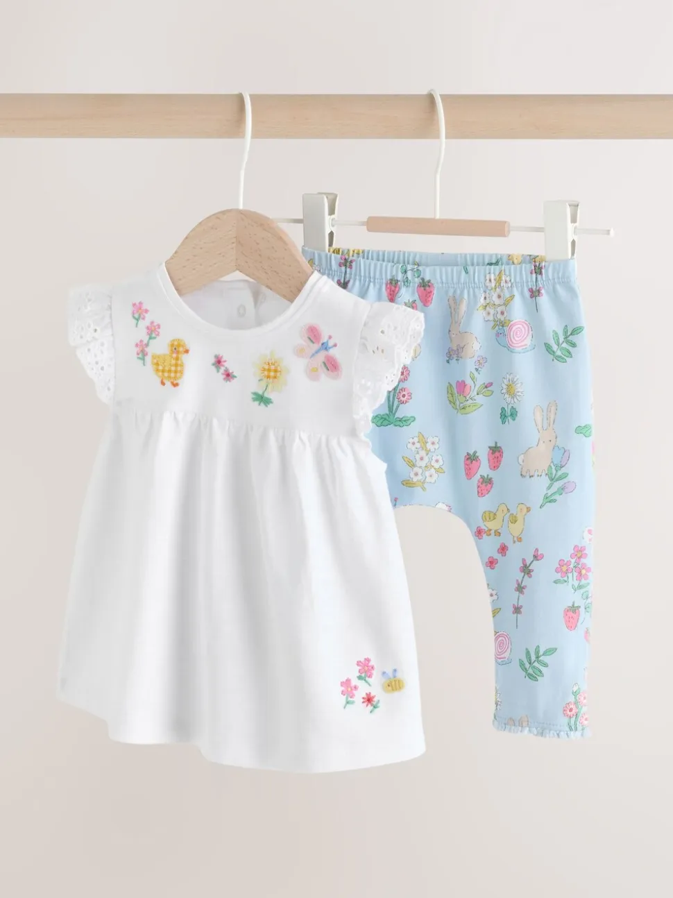 Écru motif fée - Ensemble 2 Pieces à Manches courtes avec BÉBÉ et Leggings (0mois-2ans)