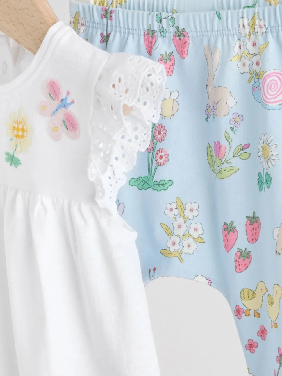 Écru motif fée - Ensemble 2 Pieces à Manches courtes avec BÉBÉ et Leggings (0mois-2ans)