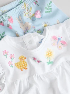 Écru motif fée - Ensemble 2 Pieces à Manches courtes avec BÉBÉ et Leggings (0mois-2ans)