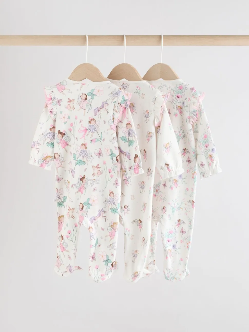 Écru motif fée - Lot de 3 dors-bien bébé à fermeture éclair bidirectionnelle (0-2ans)