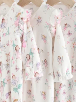 Écru motif fée - Lot de 3 dors-bien bébé à fermeture éclair bidirectionnelle (0-2ans)