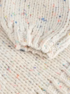 Écru moucheté - Cardigan en grosse maille doux