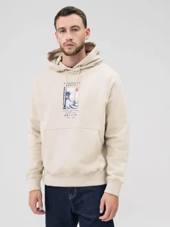 Écru neutre - Sweat à capuche à enfiler - Licence graphique Hokusai