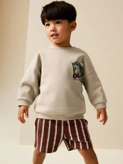 Écru Wild Days - Ensemble Sweat-shirt et Shorts à Col rond (3mois-7ans) (3mois-7ans)