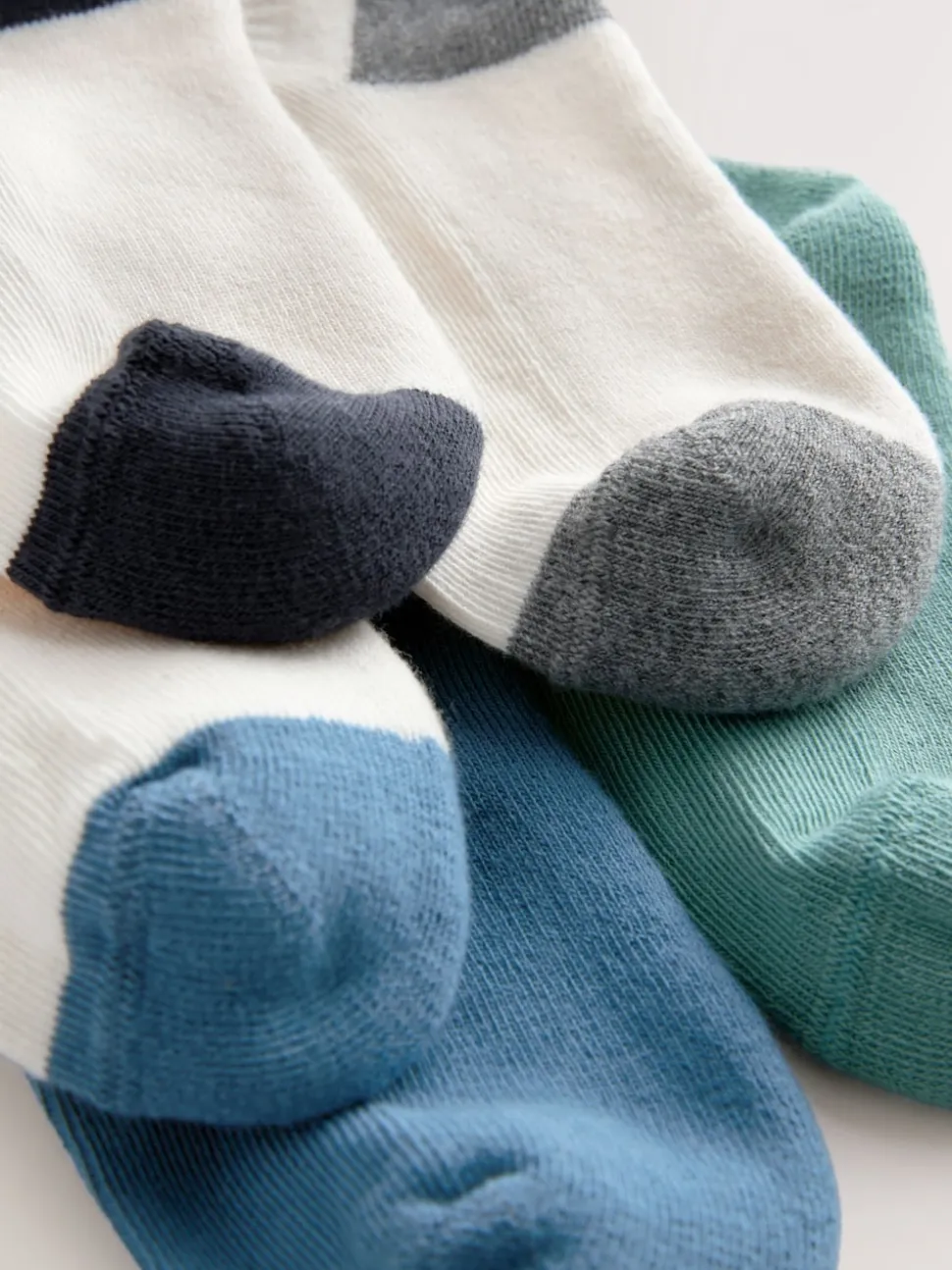Écru/Bleu/Minéral - Cushioned Semelle intérieure Cotton Rich Ribbed Tipped Chaussettes 5 Lot
