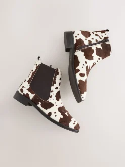 Cuir à imprimé vache - Bottines Chelsea ultra confortables