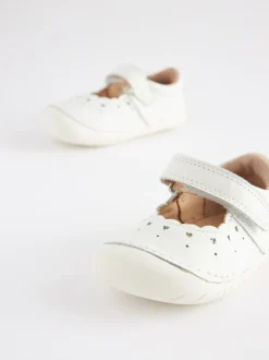Cuir blanc - Chaussures Crawler Mary Jane