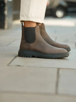 Cuir huilé marron chocolat - Chelsea Bottes/Bottines Forever Comfort® à bout rond